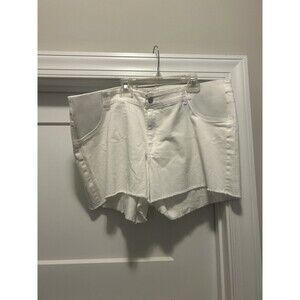 Motherhood Maternity White Denim Shorts Low Rise Under Belly Cut Off Size XXL